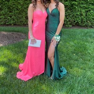 Pink Sequin Strapless Formal Gown